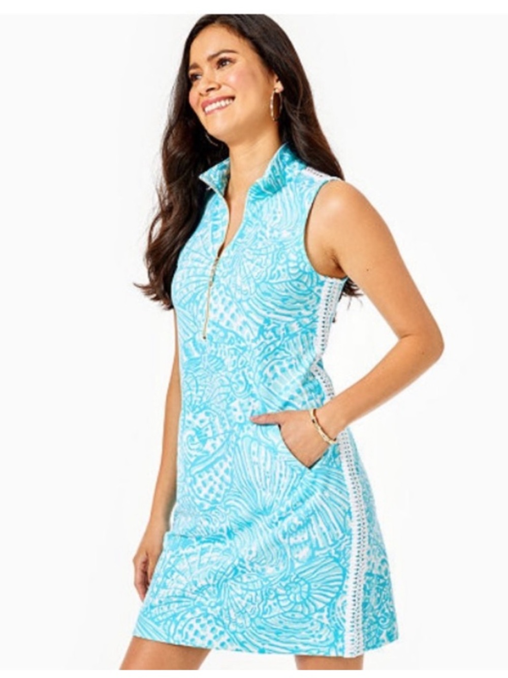✨Ladies Lilly Pulitzer Sleeveless Skipper Blue & White Dress Size L ✨